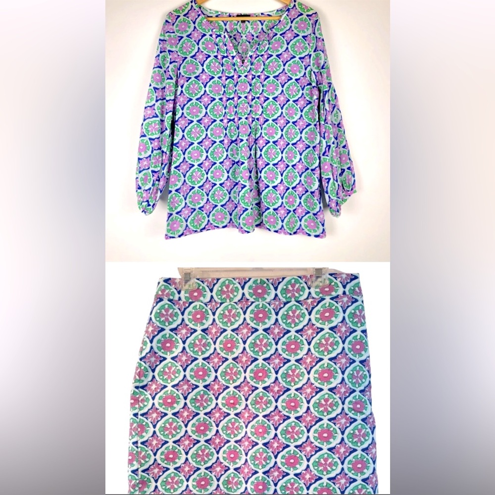 Tablot geometrical graphic shirt and skirt. Excellent a condition